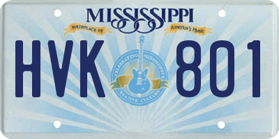 MS license plate HVK801