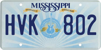 MS license plate HVK802
