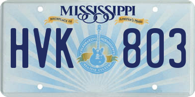 MS license plate HVK803