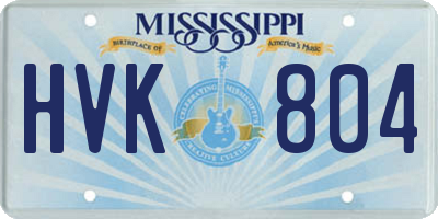 MS license plate HVK804