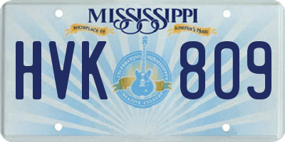 MS license plate HVK809