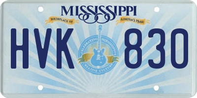 MS license plate HVK830