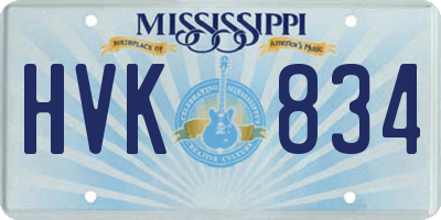 MS license plate HVK834