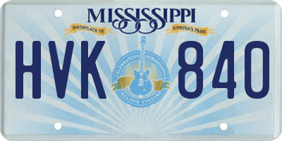 MS license plate HVK840