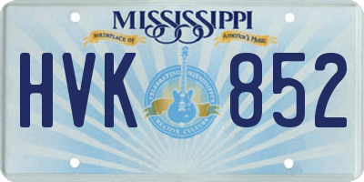 MS license plate HVK852