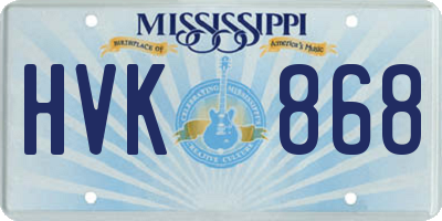 MS license plate HVK868
