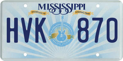 MS license plate HVK870
