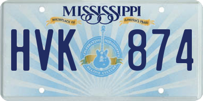 MS license plate HVK874