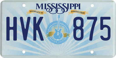 MS license plate HVK875