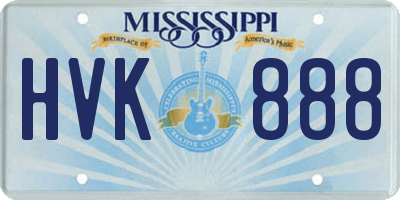 MS license plate HVK888
