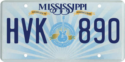 MS license plate HVK890