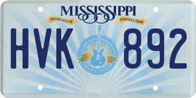 MS license plate HVK892
