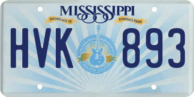 MS license plate HVK893