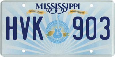 MS license plate HVK903