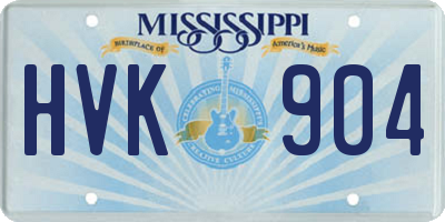 MS license plate HVK904