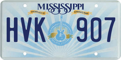 MS license plate HVK907