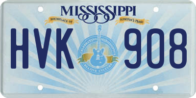 MS license plate HVK908