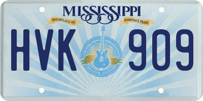 MS license plate HVK909