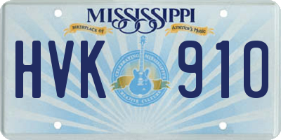 MS license plate HVK910