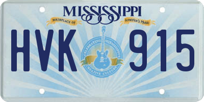 MS license plate HVK915