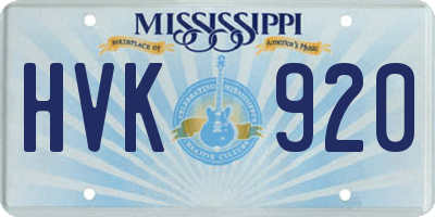 MS license plate HVK920