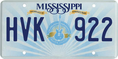 MS license plate HVK922