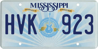 MS license plate HVK923