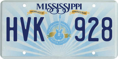 MS license plate HVK928