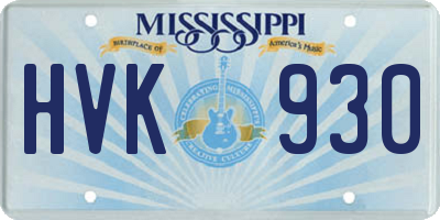 MS license plate HVK930