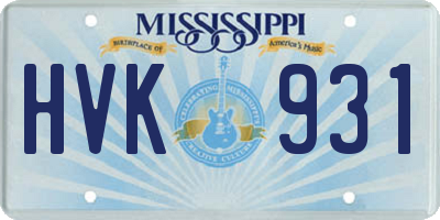 MS license plate HVK931