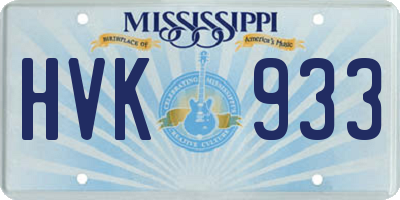 MS license plate HVK933