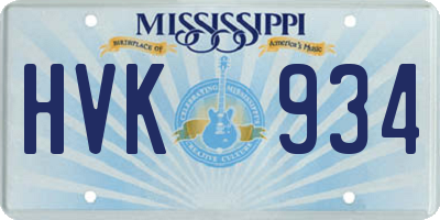 MS license plate HVK934