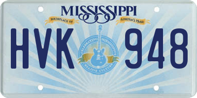 MS license plate HVK948