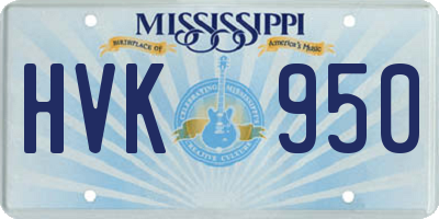 MS license plate HVK950