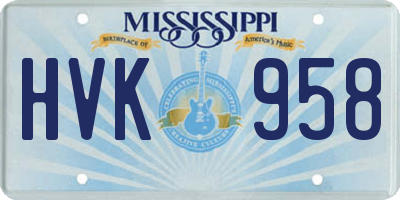 MS license plate HVK958