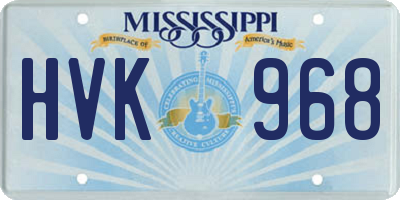 MS license plate HVK968