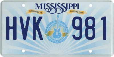 MS license plate HVK981