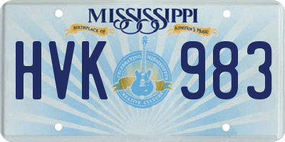 MS license plate HVK983