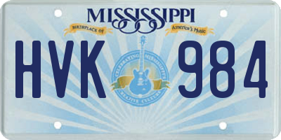 MS license plate HVK984