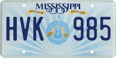 MS license plate HVK985