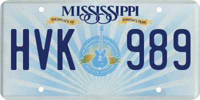 MS license plate HVK989