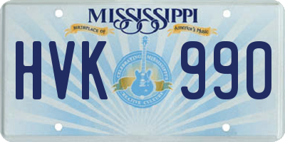 MS license plate HVK990