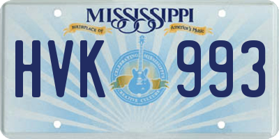 MS license plate HVK993