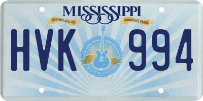 MS license plate HVK994