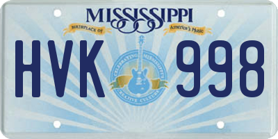 MS license plate HVK998