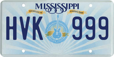 MS license plate HVK999