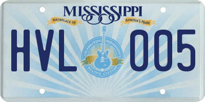 MS license plate HVL005