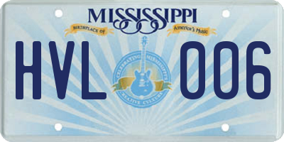 MS license plate HVL006