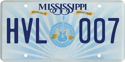 MS license plate HVL007