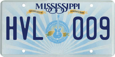 MS license plate HVL009